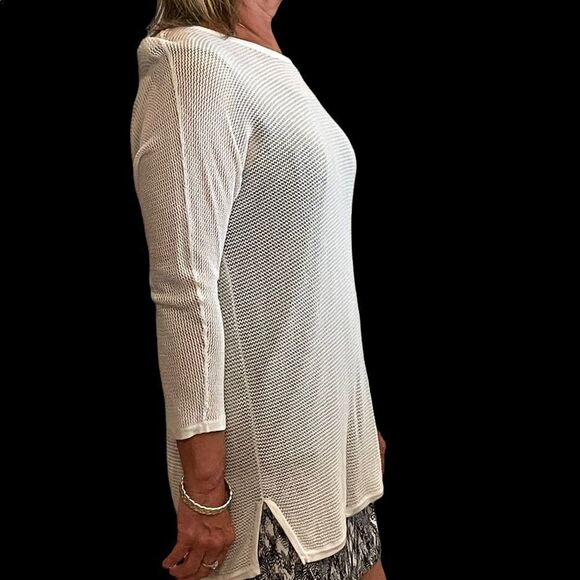 Open Weave Long White Top by Chicos - Picture 4 of 5